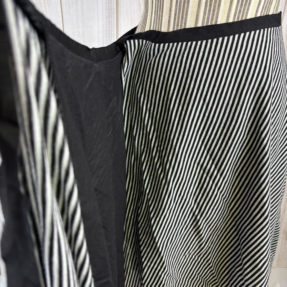 Anthropologie Poleci Wrap Around Skirt Striped Tie Thru Lined Black White Size L - Picture 5 of 13